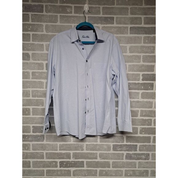 Tasso Elba‎ Mens Striped Polka Dot Button Down Long Sleeve Cotton Shirt Size XL - Picture 1 of 9